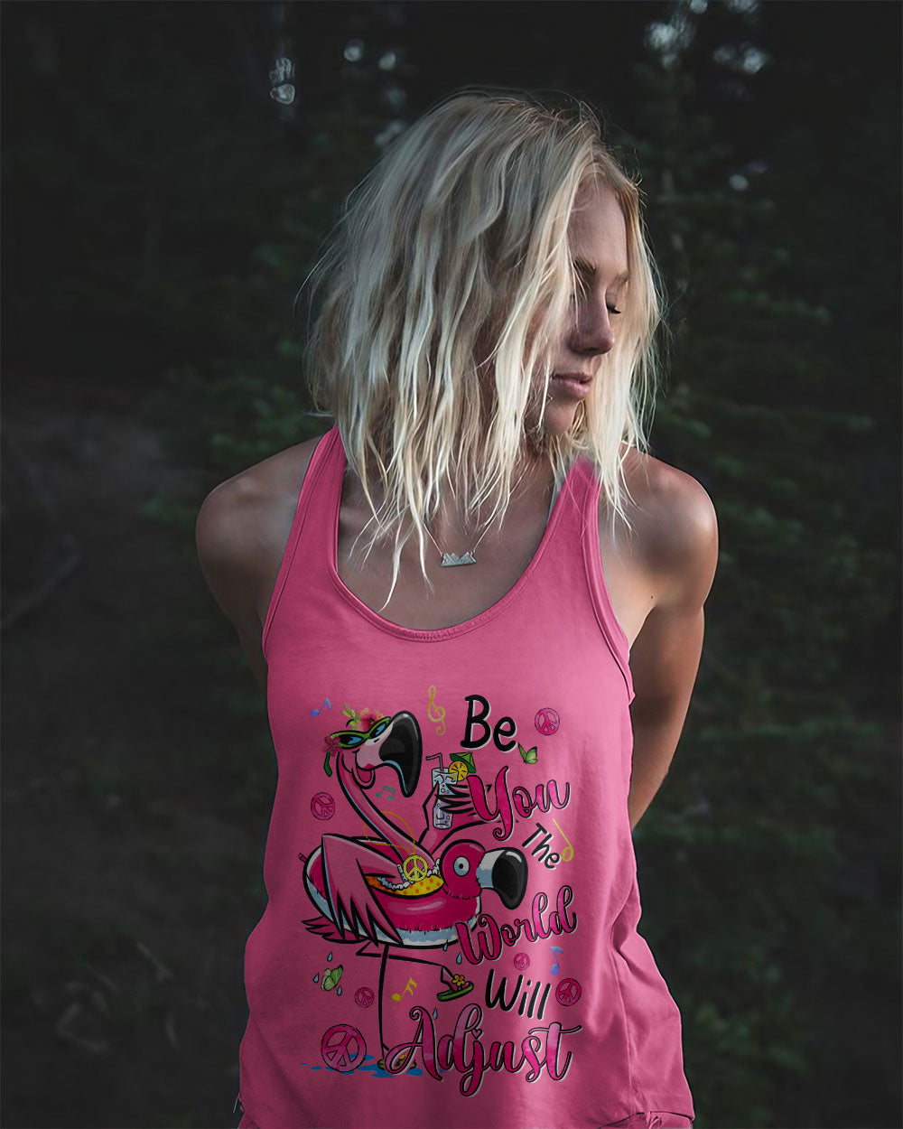 Be You the World Will Adjust Flamingo Funny and Graphic Tee for Women AOP Shirts _12_ s44WK