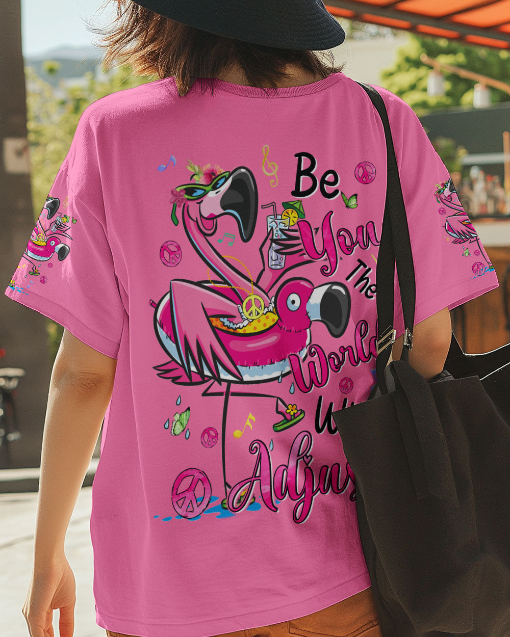 Be You the World Will Adjust Flamingo Funny and Graphic Tee for Women AOP Shirts _5_ U7TBB