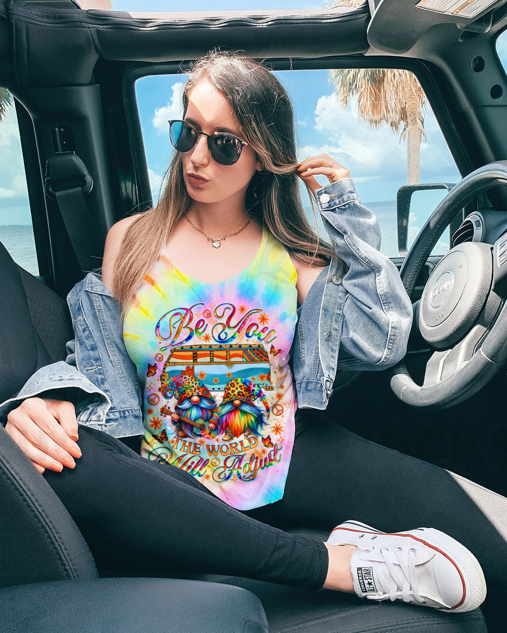 Be You the World Will Adjust Tie Dye Gnome and Van Graphic AOP Shirts _6_ eRhI7