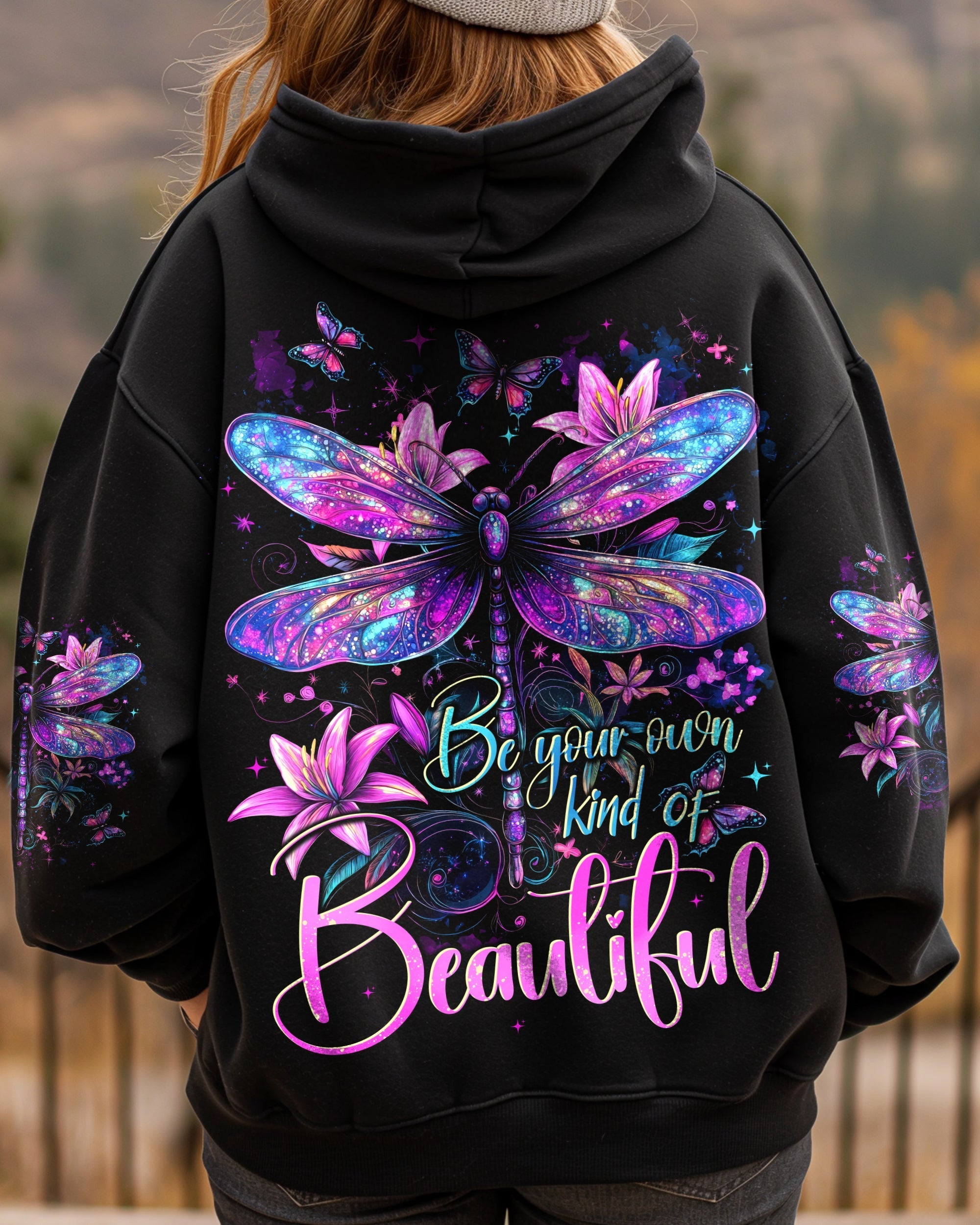 Be Your Own Kind of Beautiful Colorful Dragonfly Graphic AOP Shirts _5_ ehFo2