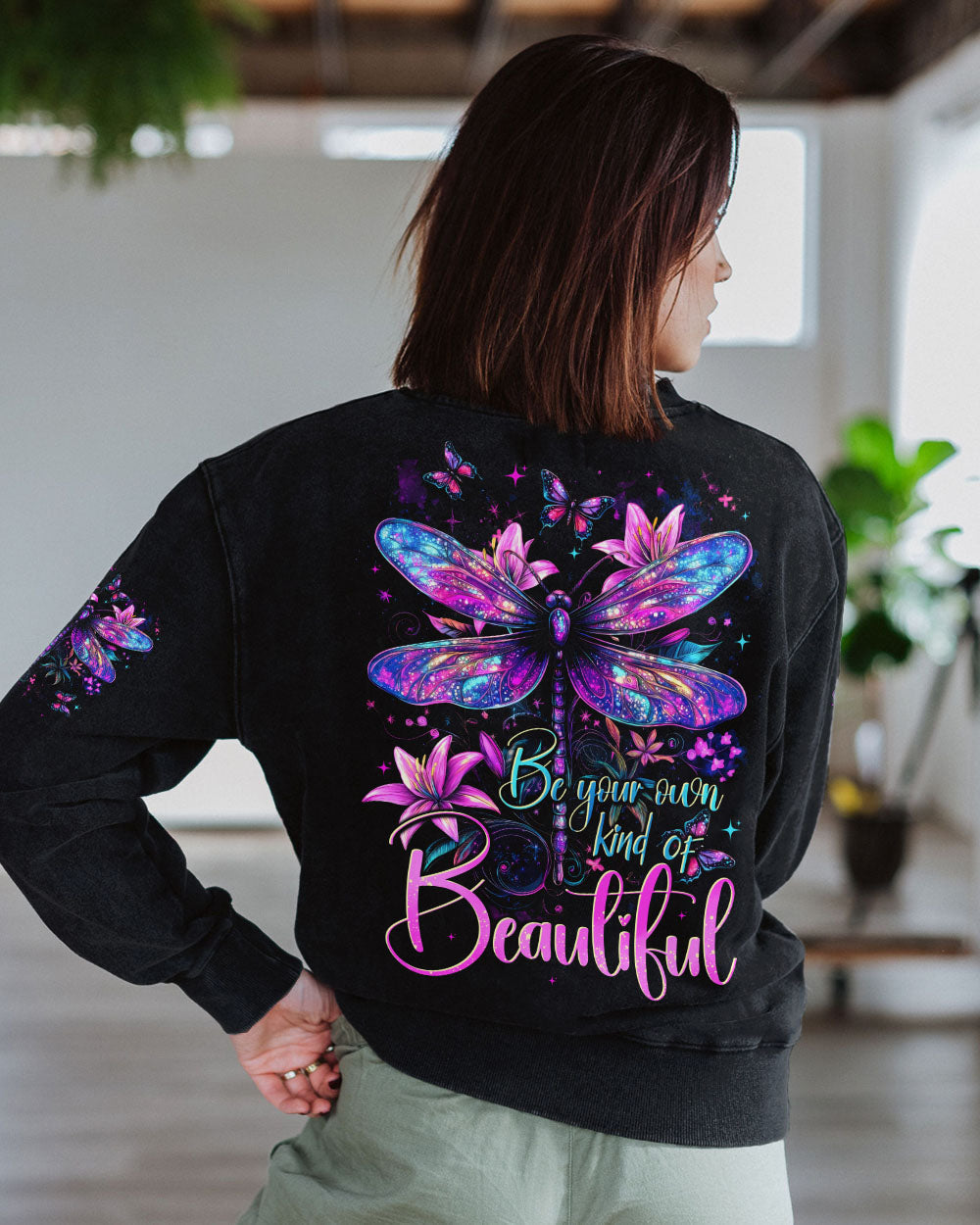 Be Your Own Kind of Beautiful Colorful Dragonfly Graphic AOP Shirts _7_ rYfEA