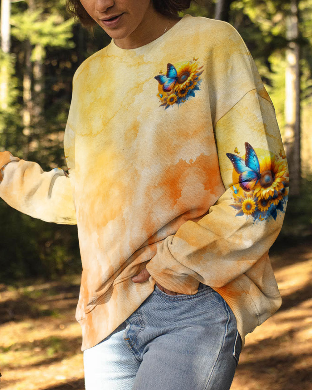 Be the Sunshine Sunflower and Butterfly Tie Dye AOP Shirts _6_ CWytR