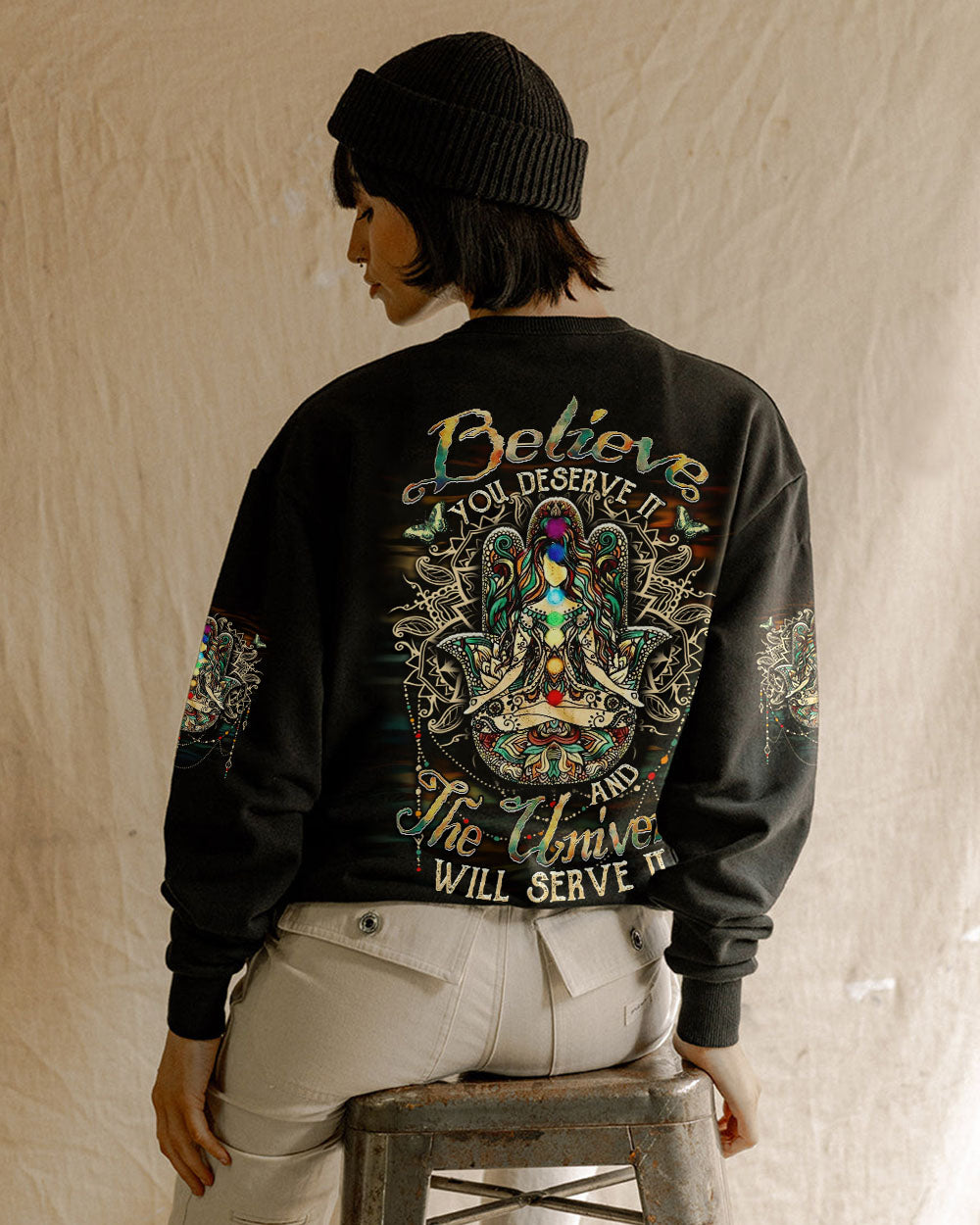Believe You Deserve It _26 The Universe Will Serve It Meditative Chakra AOP Shirts _9_ fUx26