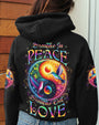 Breathe In Peace Breathe Out Love Yin Yang Hummingbird Mindful Quote Yoga AOP Shirts _7_ YXT4V