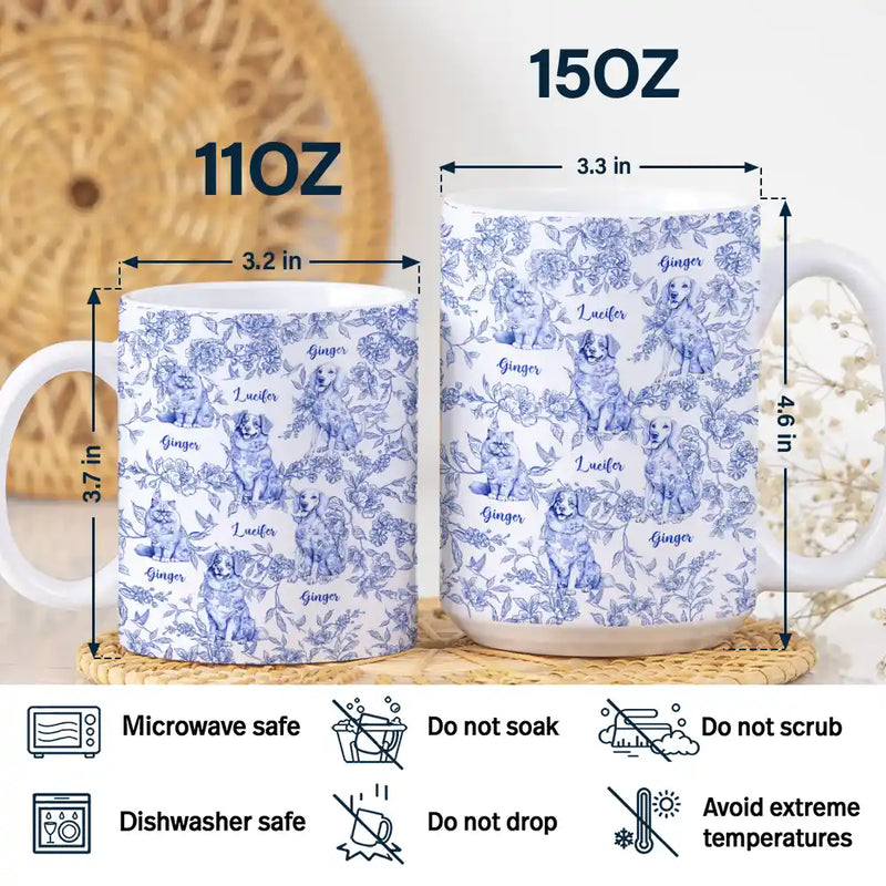 ChinoiserieToileDogCat PersonalizedWhiteEdge to EdgeMug BD1606 NAH4894 Mk4