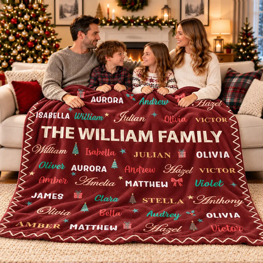 ChristmasGiftForGrandmaMom PersonalizedFamily_MemberNamesWordArtChristmasFleeceBlanket_SherpaBlanket AT2378 VKT_3