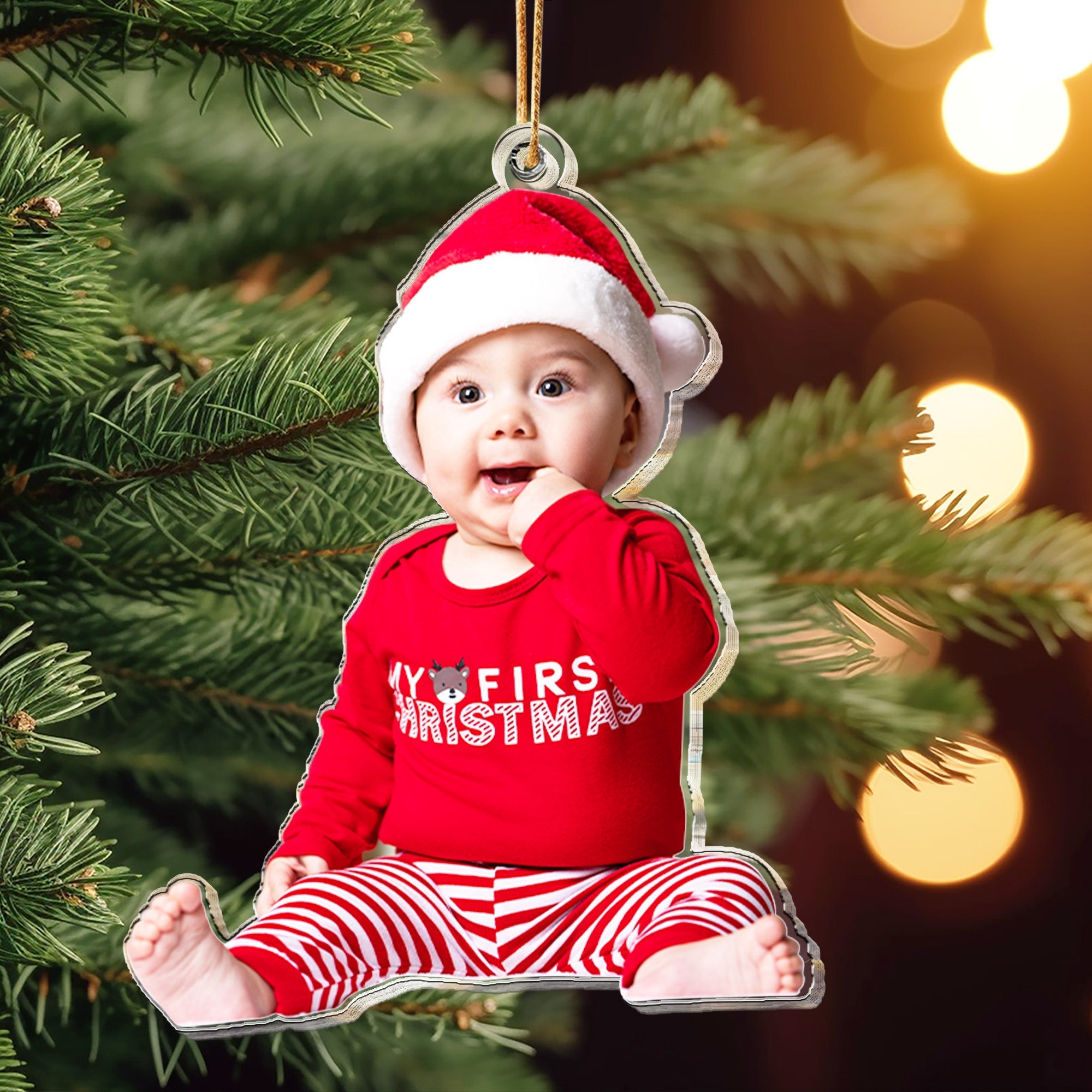 Custom Christmas Baby Newborn Gift_ 1st Xmas Personalized Acrylic Photo Ornament_2