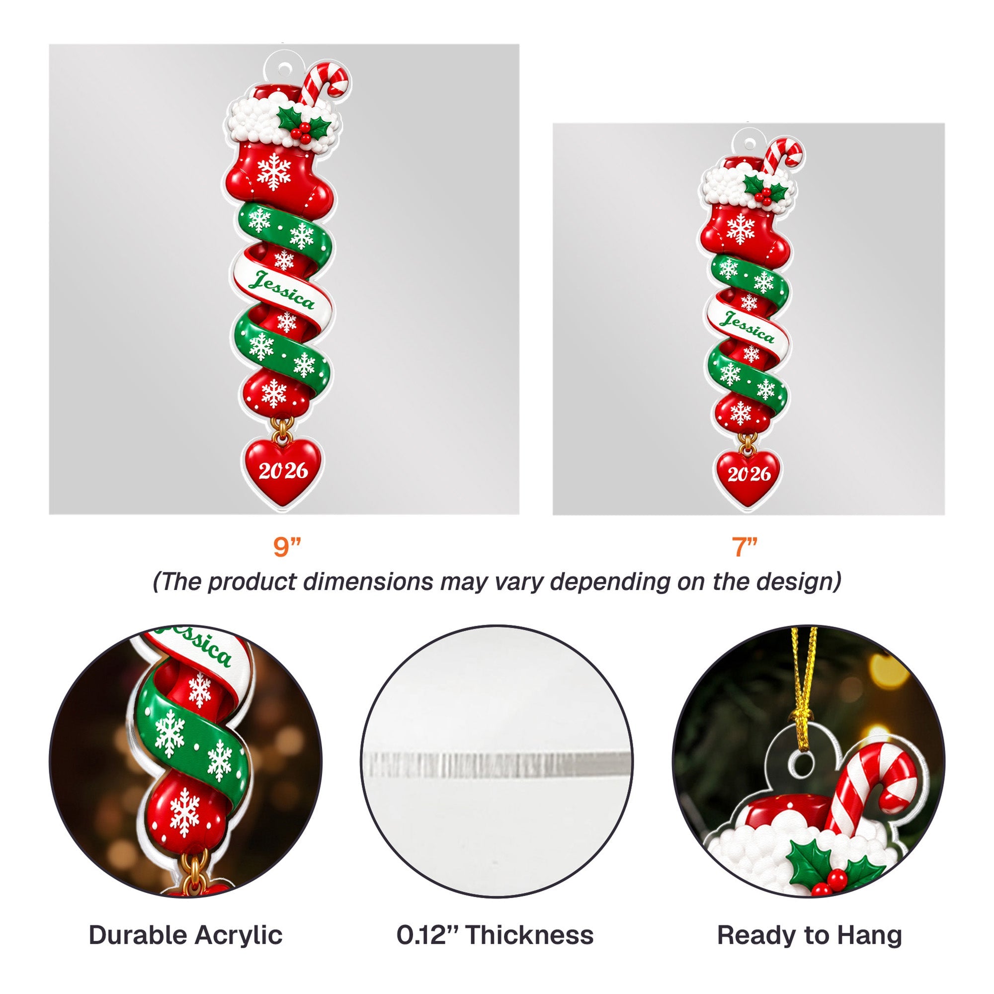 Custom Name Spiral Ornament Christmas_ Ornament Gifts For Kids  Personalized Ornament_5