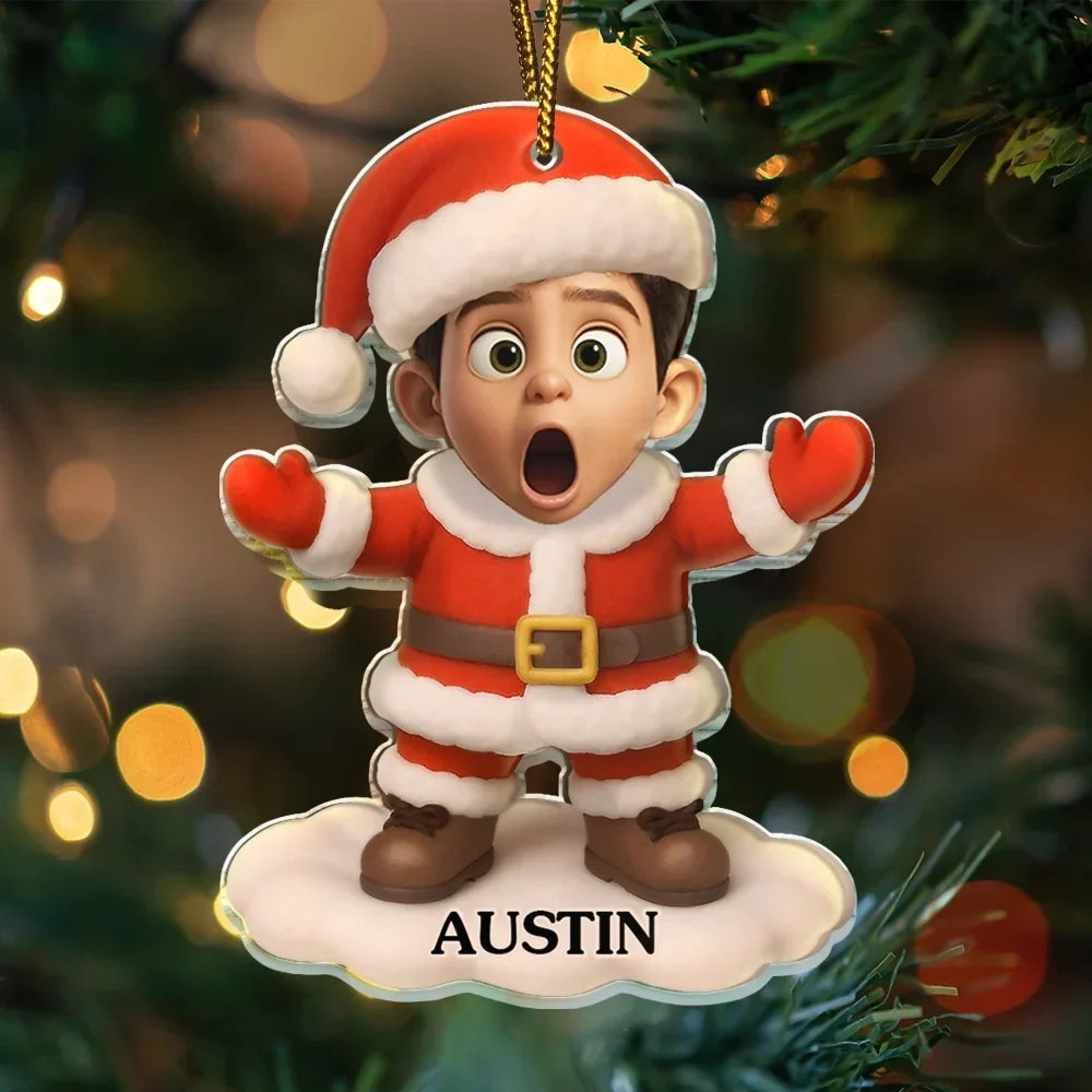 CustomPhoto3DEffectFaceArtFunnyBabyKid PersonalizedCustomShapedAcrylicOrnament MK2