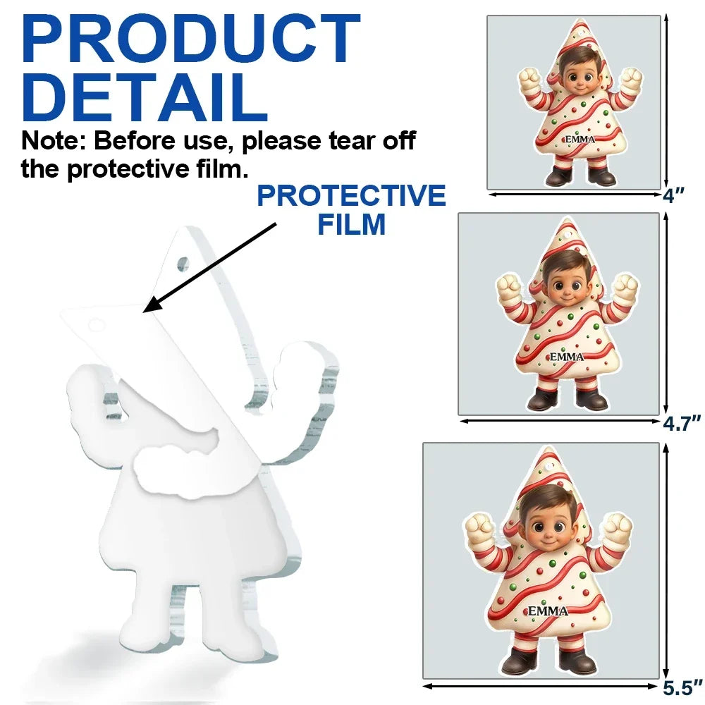 CustomPhoto3DEffectFaceArtFunnyBabyKid PersonalizedCustomShapedAcrylicOrnament MK5