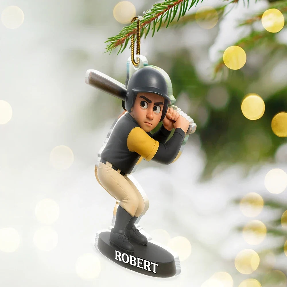 CustomPhoto3DEffectFigureArtBaseballLover PersonalizedCustomShapedAcrylicOrnament MK1