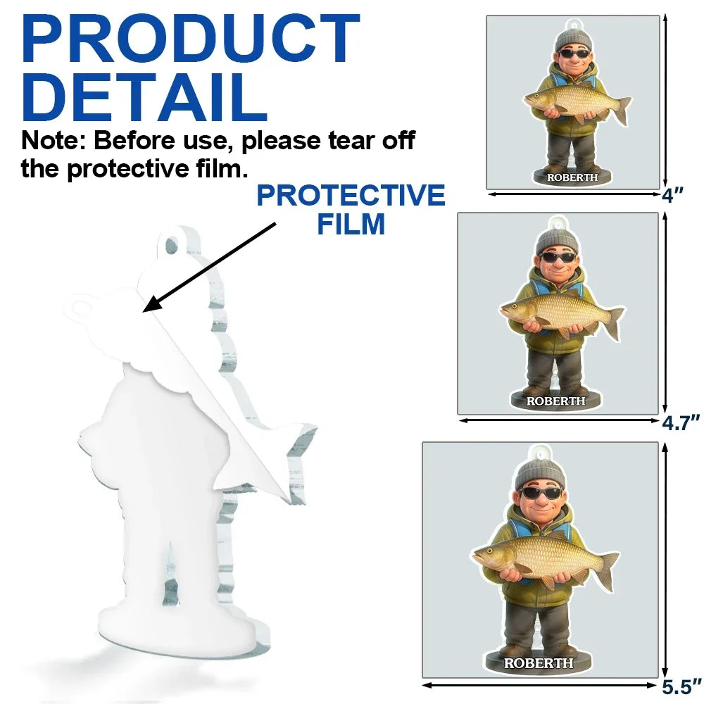CustomPhoto3DEffectFigureArtFishingFisherman PersonalizedCustomShapedAcrylicOrnament MK5