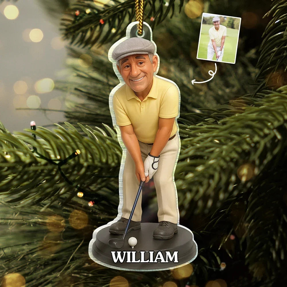 CustomPhoto3DEffectFigureArtGolfLover PersonalizedCustomShapedAcrylicOrnament DEF