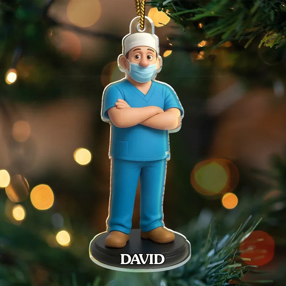 CustomPhoto3DEffectFigureArtNurse PersonalizedCustomShapedAcrylicOrnament mk2