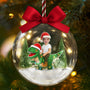 CustomPhotoFunnyKidXmasDinosaur Personalized3DAcrylicBallOrnament AH1135 Mk4