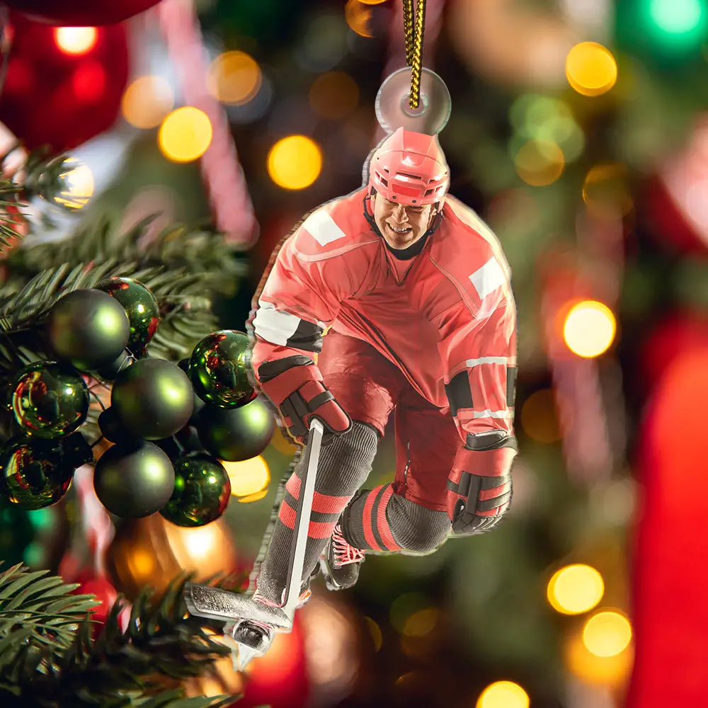 CustomPhotoIceHockeyPlayer PersonalizedAcrylicPhotoOrnament TK826 CLA1477 MkWEbs4