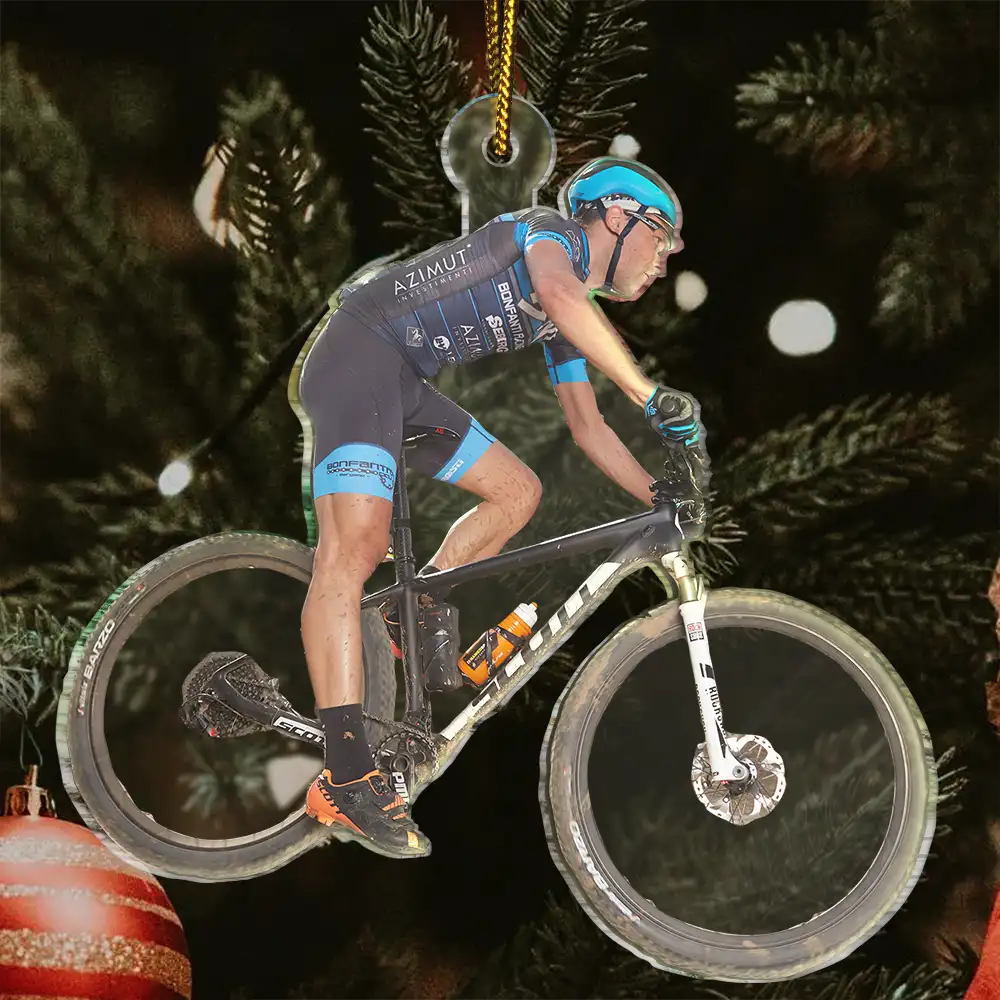 CustomPhotoMountainBiking PersonalizedAcrylicPhotoOrnament TK828 CLA1479 Mkwebs2