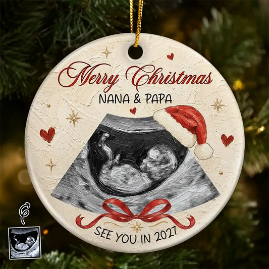 CustomPhotoOilPaintingNewBabySeeYouSoon PersonalizedCircleCeramicOrnament VN127 VKT1252 MK1