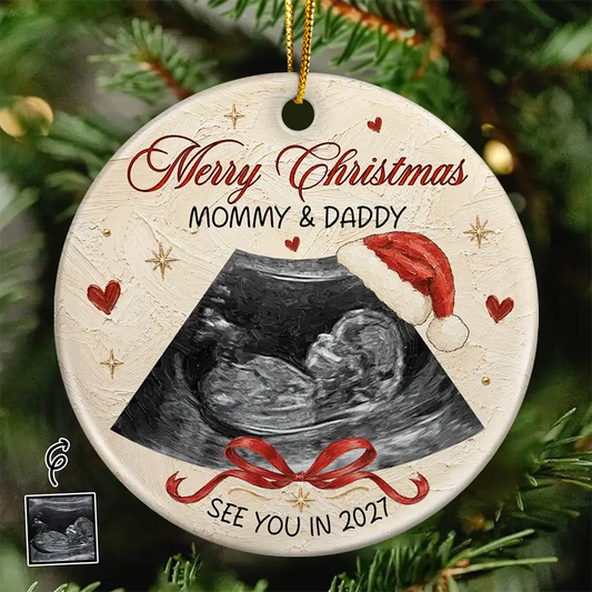 CustomPhotoOilPaintingNewBabySeeYouSoon PersonalizedCircleCeramicOrnament VN127 VKT1252 MKDEF