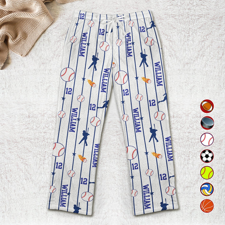 Custom Name & Number For Baseball, Softball, Soccer, Football, Basketball, Hockey Lover - Personalized Pajamas