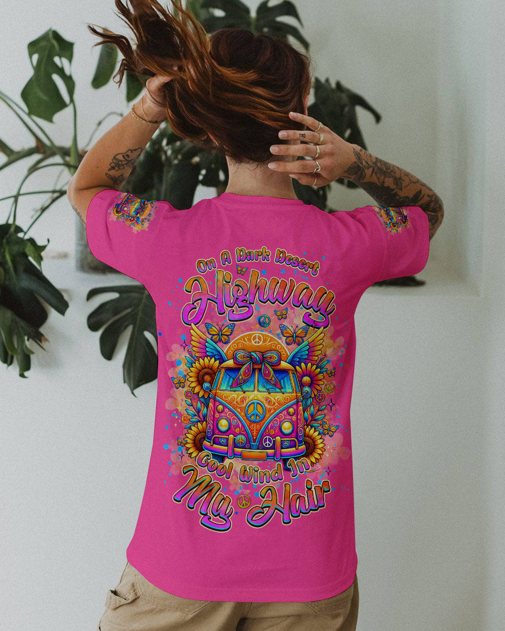 Desert Highway Cool Wind in My Hair Peace Van Colorful Hippie AOP Shirts _11_ ekBTX