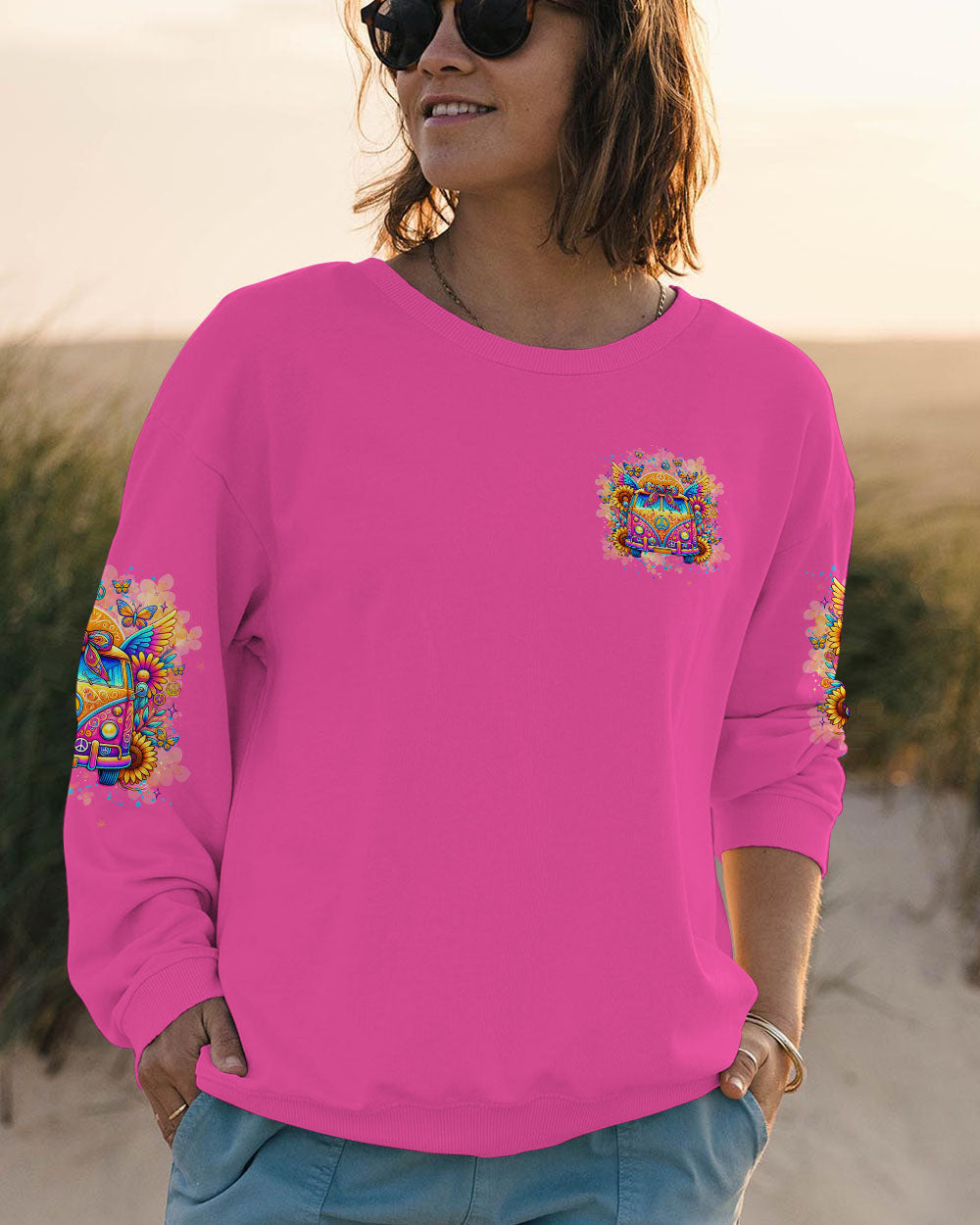 Desert Highway Cool Wind in My Hair Peace Van Colorful Hippie AOP Shirts _2_ AX49h
