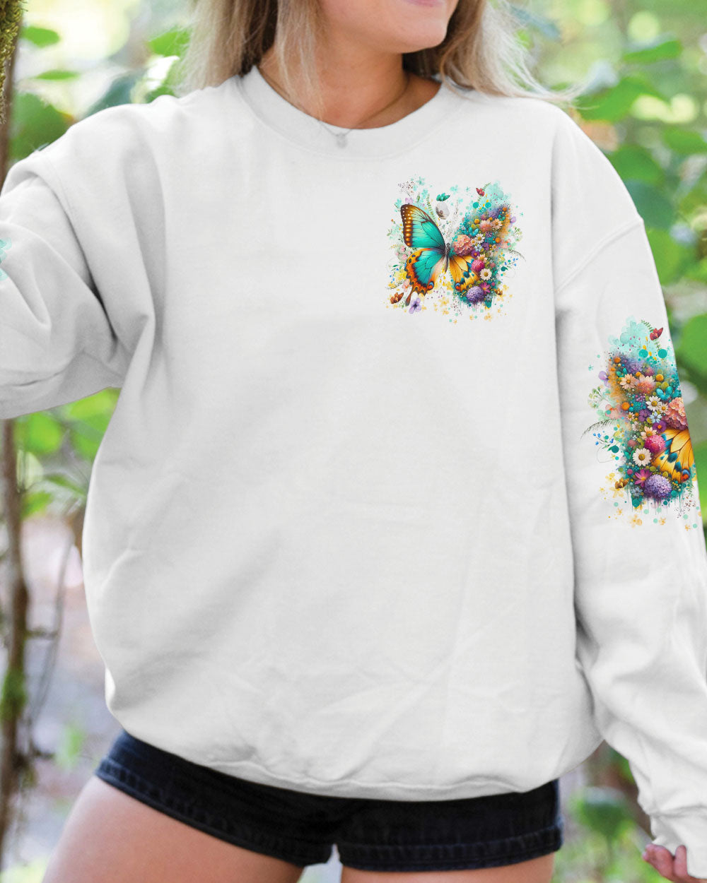 Don_E2_80_99t Be Afraid to Transform Butterfly Floral Inspirational AOP Shirts _2_ UOyK0