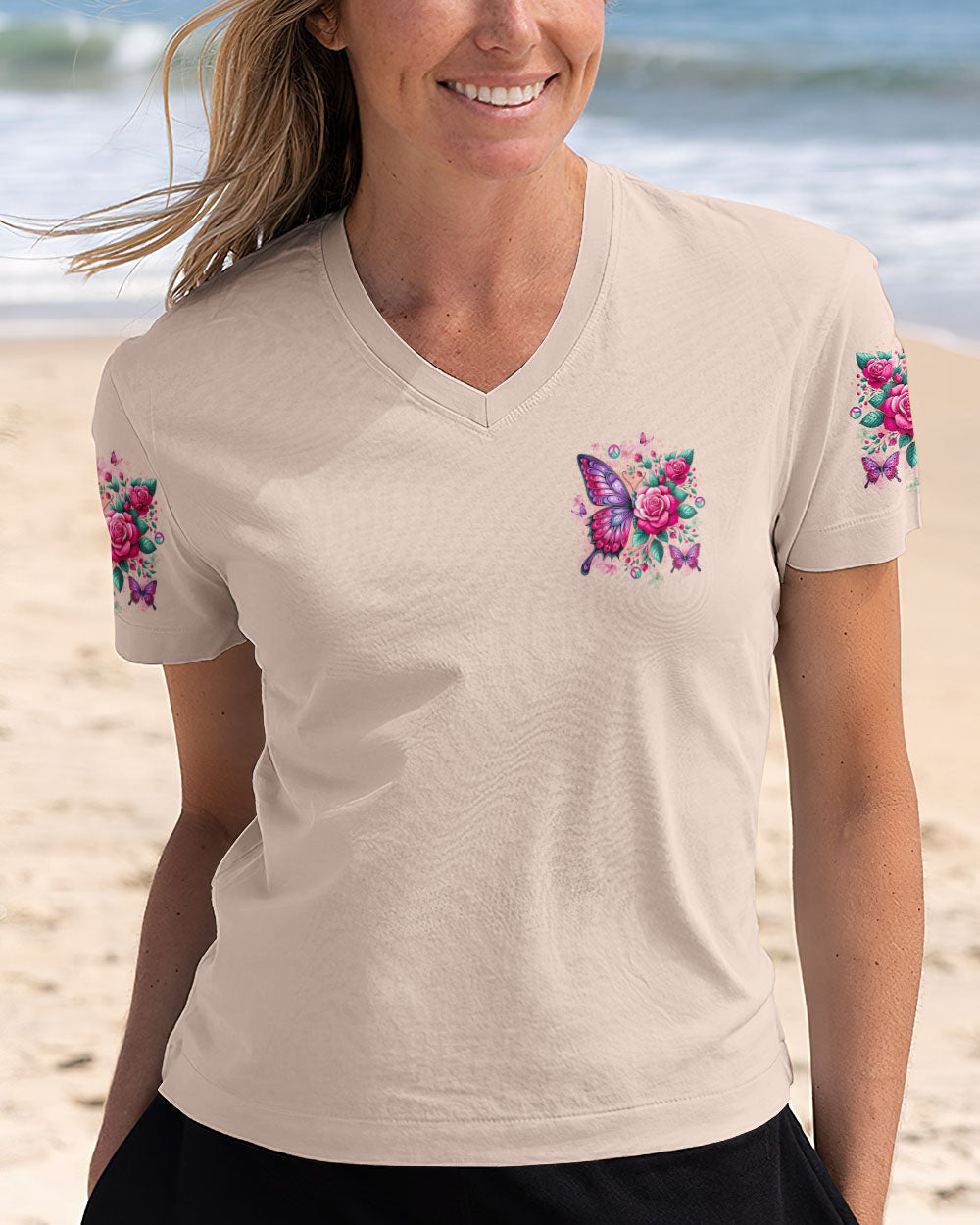 Don_E2_80_99t Be Afraid to Transform Butterfly with Rose Design AOP Shirts _2_ k8rSo