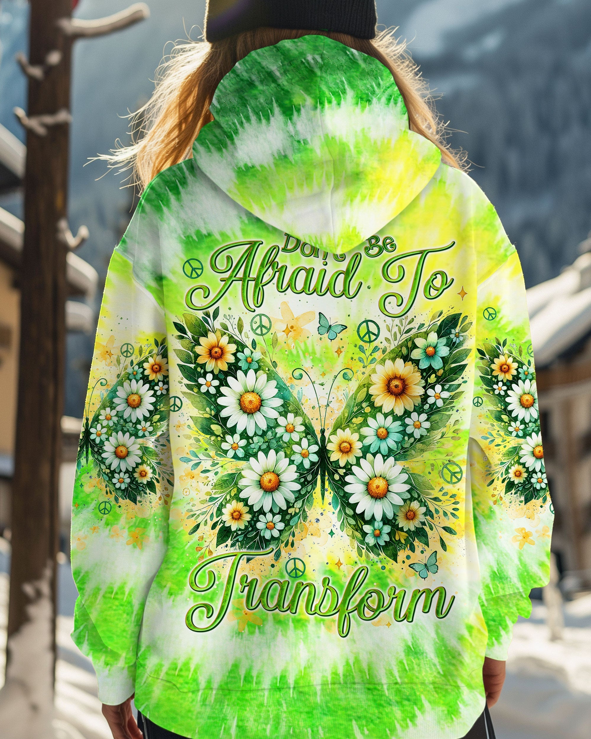 Don_E2_80_99t Be Afraid to Transform Tie Dye Butterfly Motivational Hippie Style for Women AOP Shirts _5_ iQ0LO