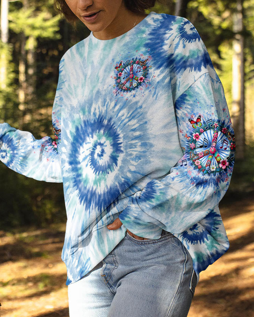 Don_E2_80_99t Worry Be Hippie Tie Dye Peace Sign and Floral Design AOP Shirts _2_ kTLhI