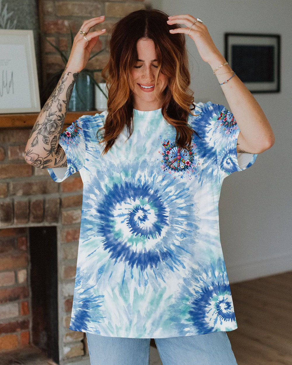Don_E2_80_99t Worry Be Hippie Tie Dye Peace Sign and Floral Design AOP Shirts _9_ 1sd46