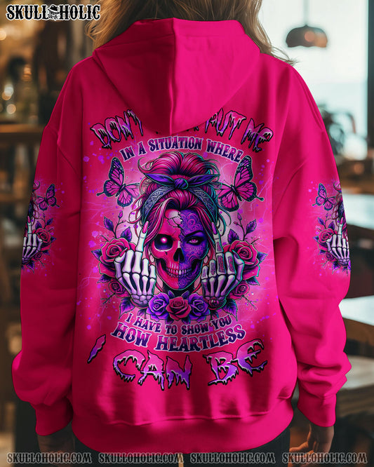 Dont Ever Put Me I Can Be Pink Skull and Rose Gothic Attitude Graphic AOP Shirts _1_ uiXU0