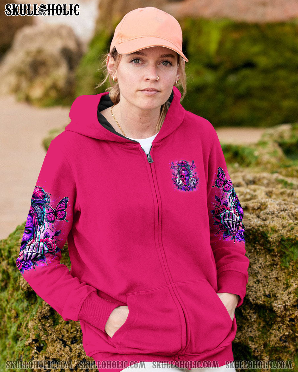 Dont Ever Put Me I Can Be Pink Skull and Rose Gothic Attitude Graphic AOP Shirts _3_ nWLfS