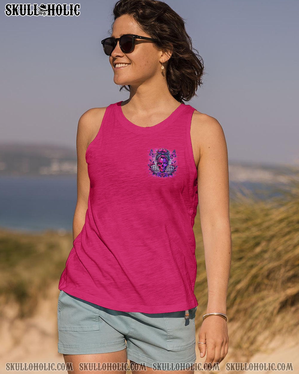 Dont Ever Put Me I Can Be Pink Skull and Rose Gothic Attitude Graphic AOP Shirts _6_ rwID1