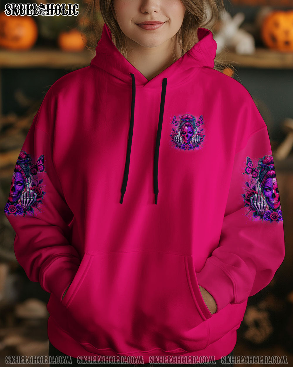 Dont Ever Put Me I Can Be Pink Skull and Rose Gothic Attitude Graphic AOP Shirts _9_ PQn3G