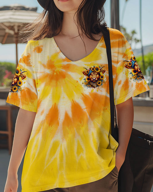 Dont Make Me Flip My Heifer Switch Tie Dye Cow Sunflower AOP Shirts _10_ 7wVfz