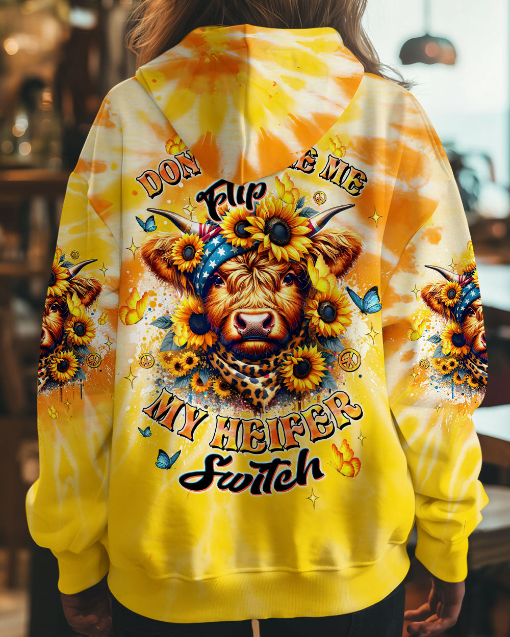 Dont Make Me Flip My Heifer Switch Tie Dye Cow Sunflower AOP Shirts _7_ Qhawp