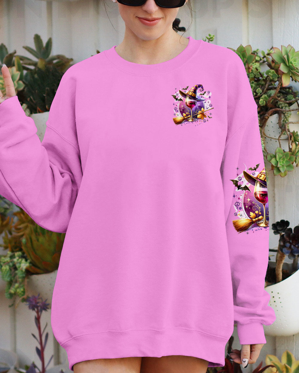 Drink Up Witches Witch Hat Wine Glass Pumpkins _26 Halloween Fun AOP Shirts _2_ gLLDq