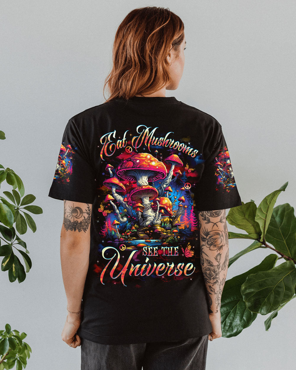 Eat Mushrooms See the Universe Psychedelic Mushroom Forest AOP Shirts _10_ 3kERb