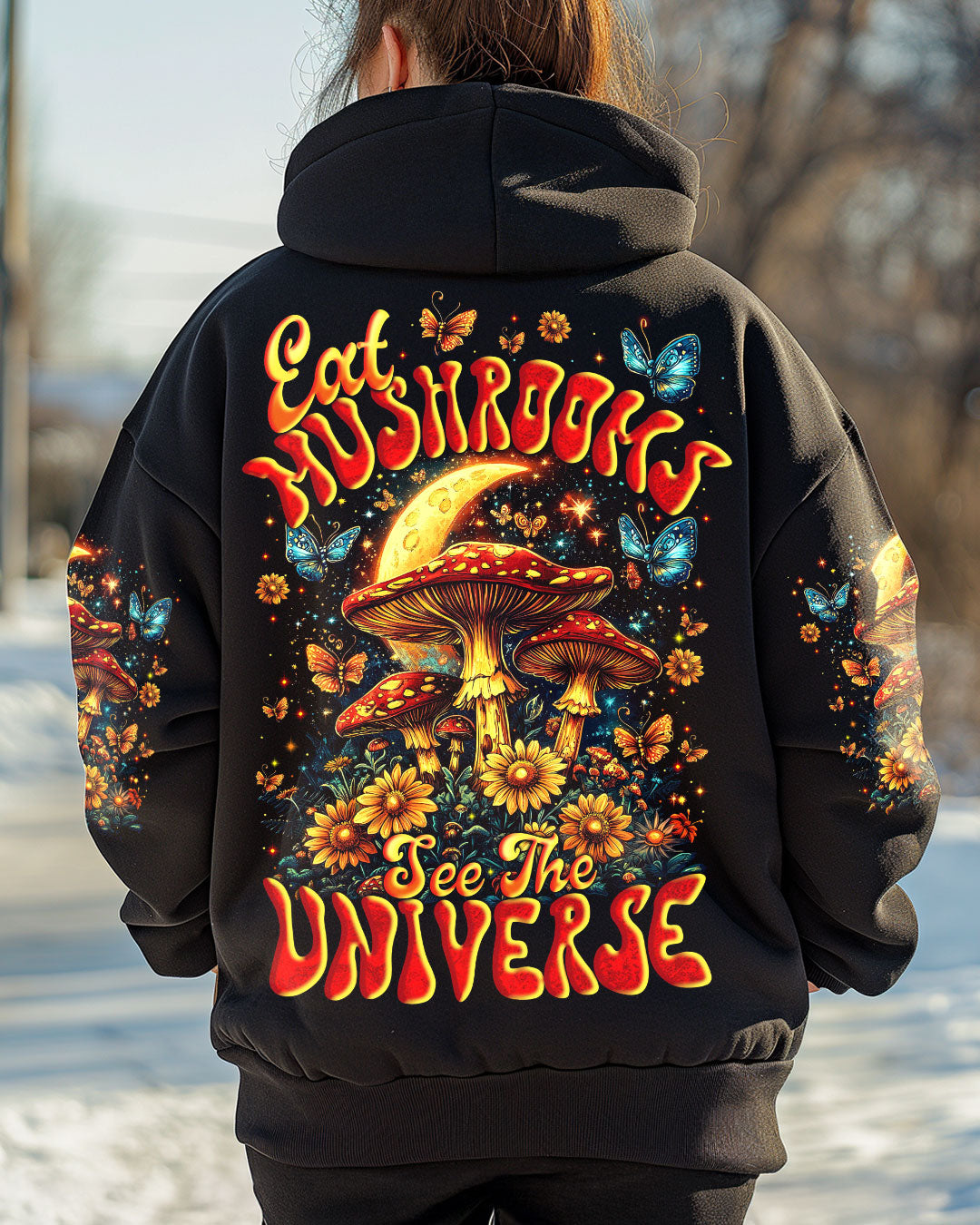 Eat Mushrooms See the Universe Psychedelic Mushroom Moon AOP Shirts _5_ ttJG1