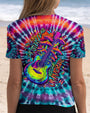Eat Mushrooms See the Universe Tie Dye Psychedelic Graphic Tee with Guitar for Women AOP Shirts _5_ GhRB9