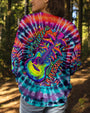 Eat Mushrooms See the Universe Tie Dye Psychedelic Graphic Tee with Guitar for Women AOP Shirts _9_ OXeaP