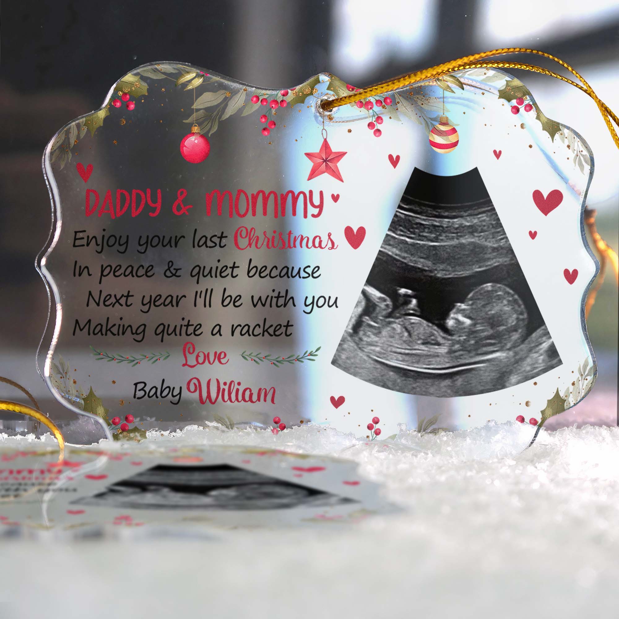 Enjoy Your Last Christmas In Peace _ Quiet  Personalized Acrylic Ornament Christmas Gift For Daddy To Bemommy to be mom Father Grandma Grandpa Family Member 2