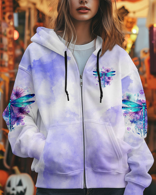 Every Little Thing Is Gonna Be Alright Peacefu Purple Dragonfly Inspirational Graphic AOP Shirts _10_ qDVYo