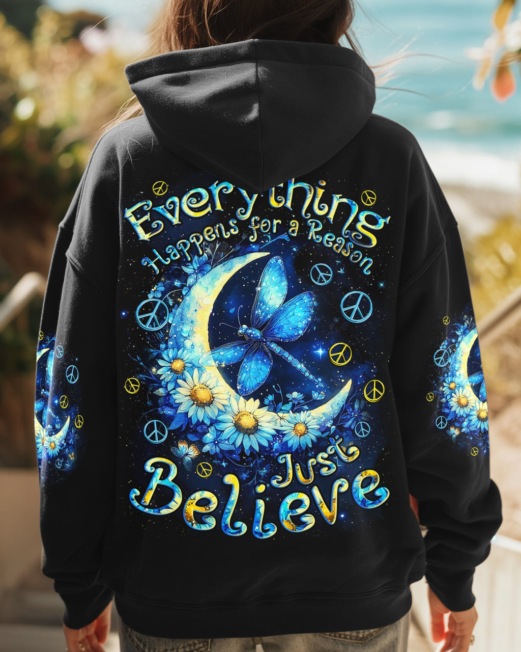 Everything Happens for a Reason Just Believe Dragonfly Moon Graphic AOP Shirts _1_ 0Mlxb