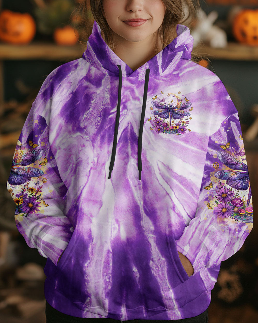 Everything Happens for a Reason Just Believe Purple Tie Dye Dragonfly AOP Shirts _4_ qksoS