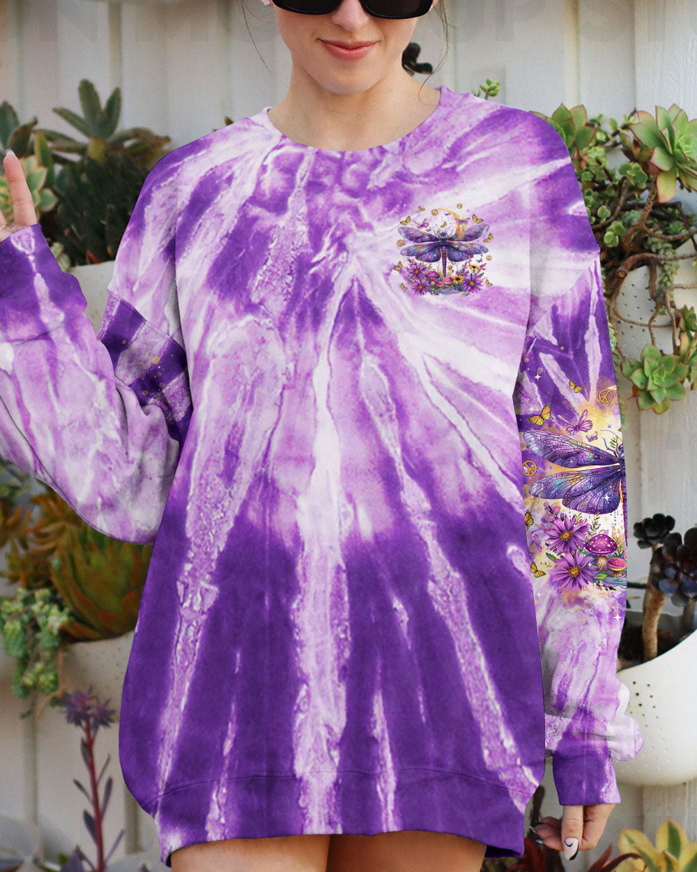 Everything Happens for a Reason Just Believe Purple Tie Dye Dragonfly AOP Shirts _6_ HeGmk