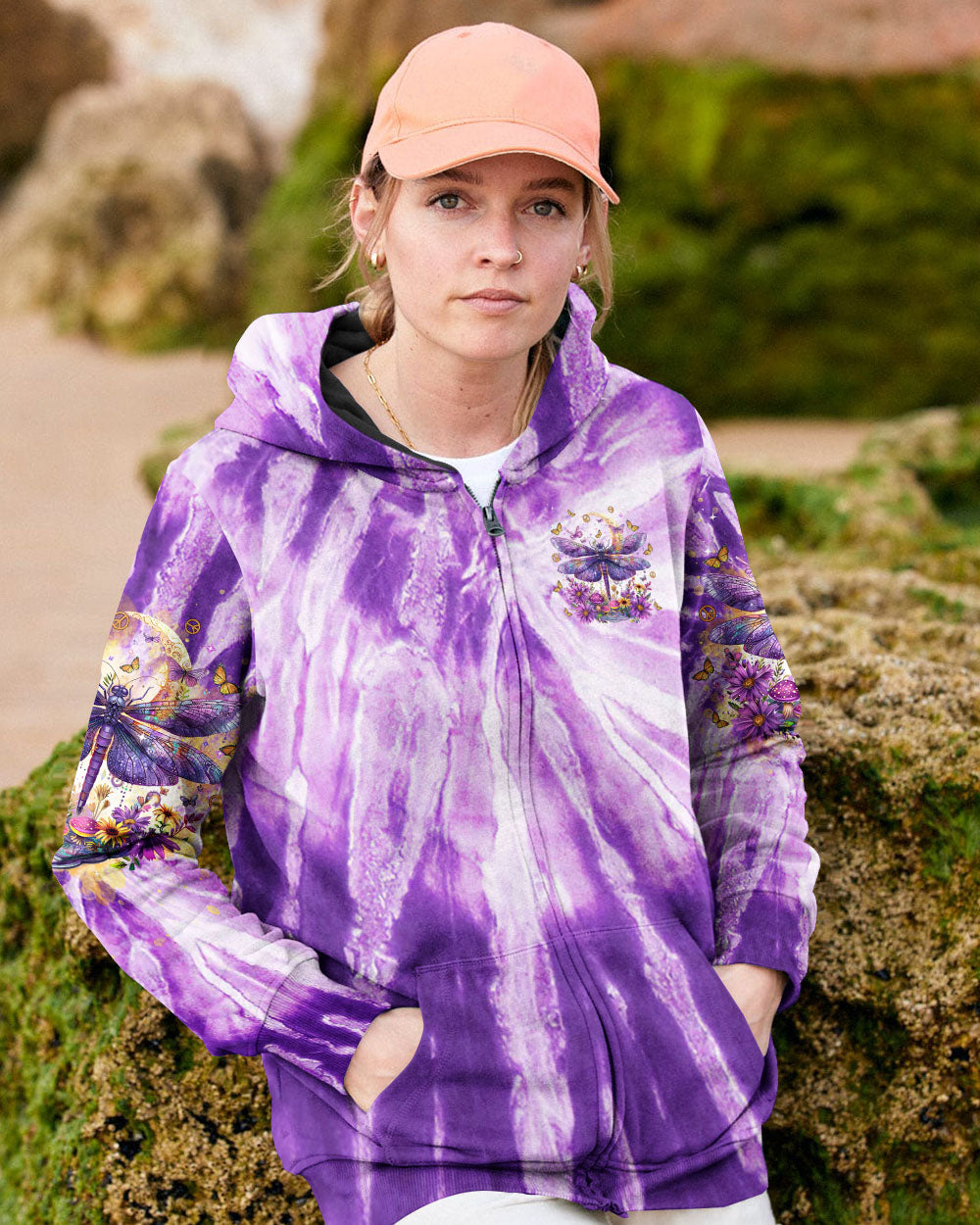 Everything Happens for a Reason Just Believe Purple Tie Dye Dragonfly AOP Shirts _8_ qW13e