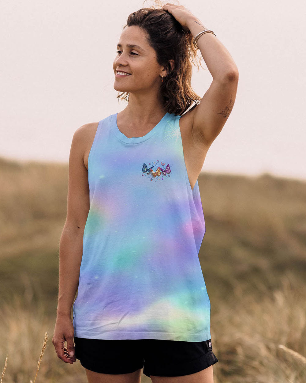 Faith Hope Love Colorful Pastel Butterfly Tie Dye Graphic AOP Shirts _6_ R1TH4