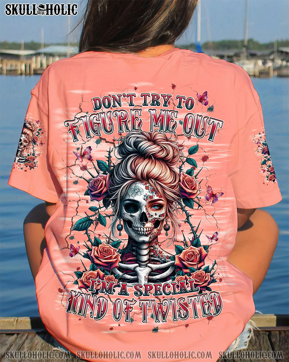 Figure Me Out Kind of Twisted Gothic Skull _26 Butterfly Girl Graphic AOP Shirts _1_ lXvrO